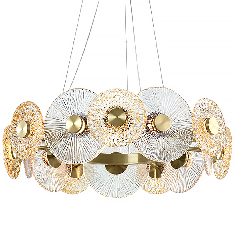 Люстра Clear and Amber Discs Chandelier Латунь Прозрачный Янтарь (Amber) Люстра Clear and Amber Discs Chandelier Латунь Прозрачный Янтарь (Amber) в Брянске | Loft Concept