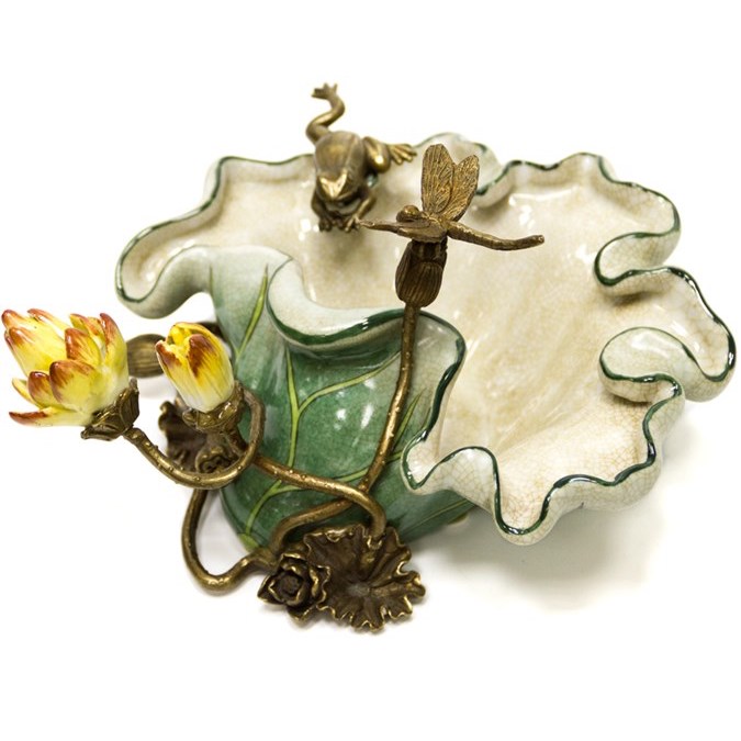Чаша Water Lily Bowl Зеленый Бронза Белый Чаша Water Lily Bowl Зеленый Бронза Белый в Брянске | Loft Concept