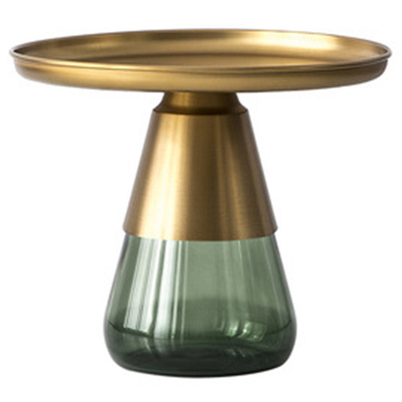 Круглый приставной стол Classico Round Green Side Table High Зеленый Латунь в Брянске | Loft Concept 