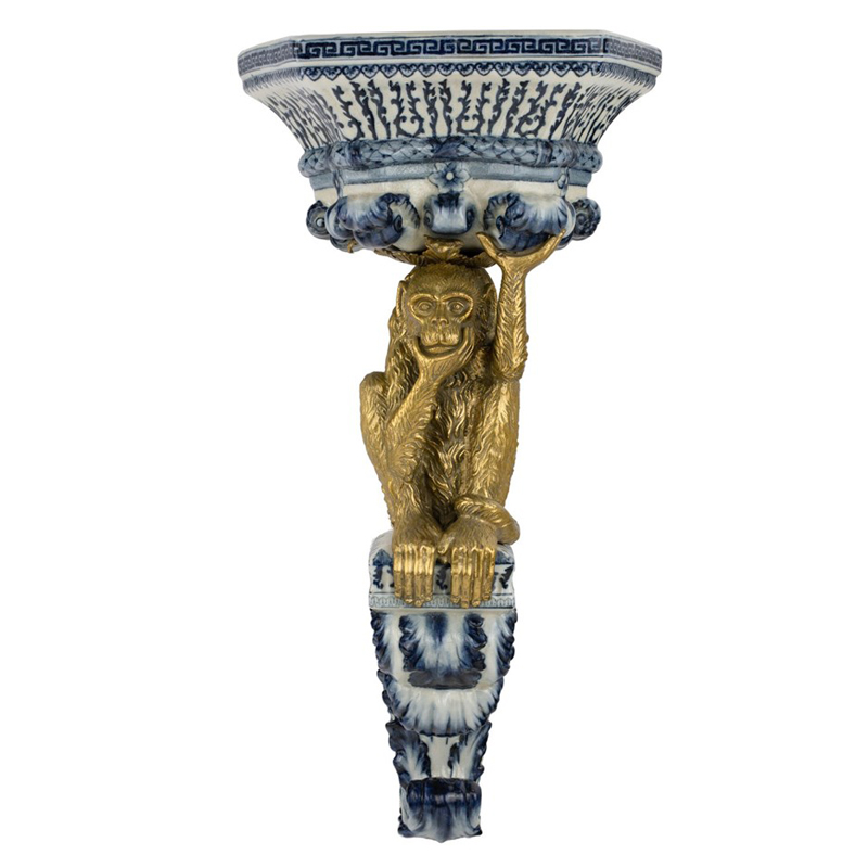 Полка Blue and Bronze monkey Синий Белый Бронза Полка Blue and Bronze monkey Синий Белый Бронза в Брянске | Loft Concept