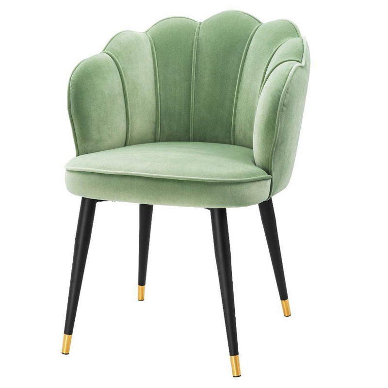 Стул Eichholtz Dining Chair Bristol pistache green Зеленый шалфей Черный Латунь Стул Eichholtz Dining Chair Bristol pistache green Зеленый шалфей Черный Латунь в Брянске | Loft Concept