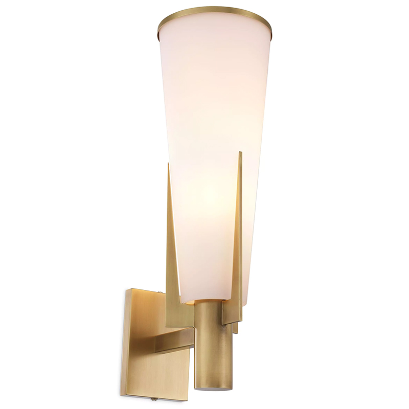 Бра Eichholtz Wall Lamp Dino Brass Латунь Белое матовое стекло Бра Eichholtz Wall Lamp Dino Brass Латунь Белое матовое стекло в Брянске | Loft Concept