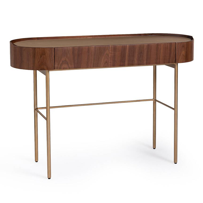 Стол-консоль Walnut and Leather Орех Золотой Шампань Стол-консоль Walnut and Leather Орех Золотой Шампань в Брянске | Loft Concept