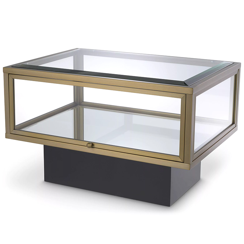 Приставной стол с витриной Eichholtz Side Table Ryan Черный Латунь Прозрачное Стекло Зеркало Приставной стол с витриной Eichholtz Side Table Ryan Черный Латунь Прозрачное Стекло Зеркало в Брянске | Loft Concept