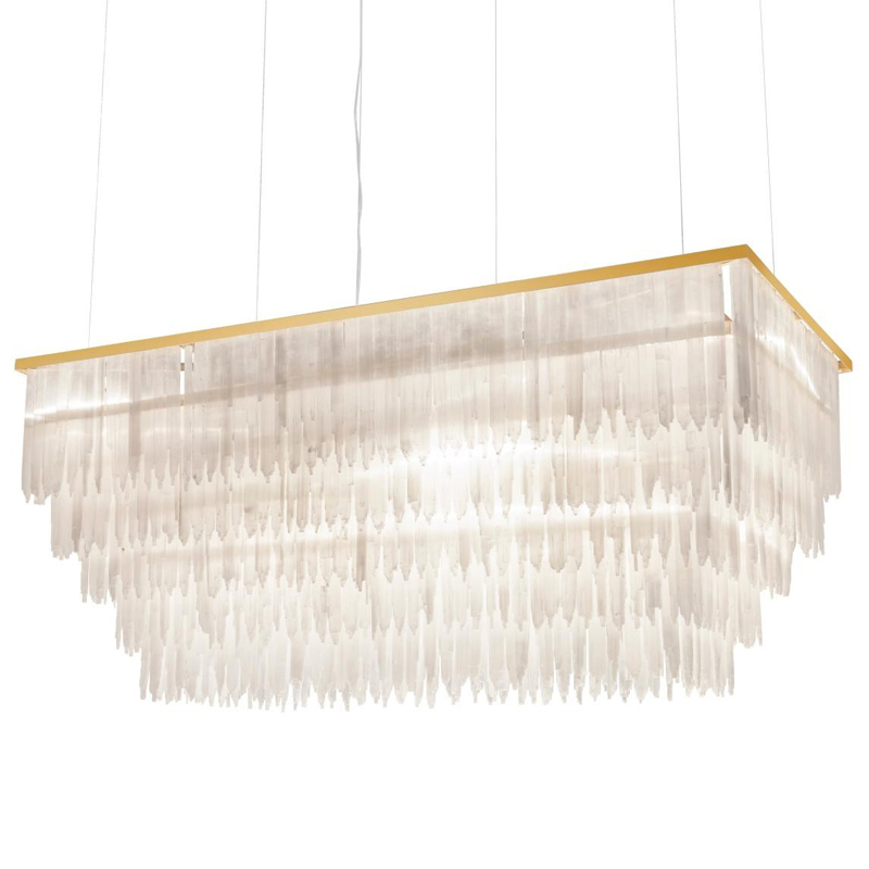 Люстра LAMP SELENITE RECT Прозрачный белый Латунь в Брянске | Loft Concept 