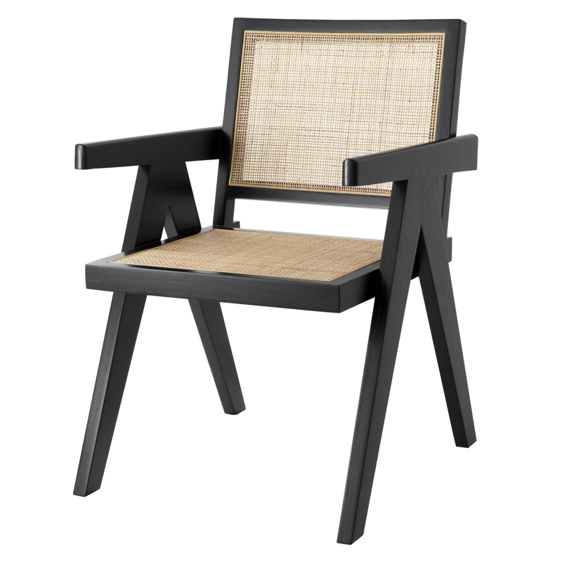 Стул Eichholtz Dining Chair Aristide black Черный Бежевый Стул Eichholtz Dining Chair Aristide black Черный Бежевый в Брянске | Loft Concept