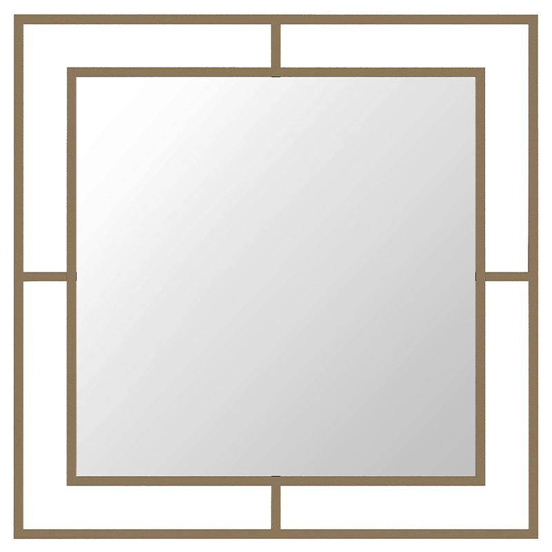 Настенное зеркало квадратной формы в металлической раме золотого цвета CORNER MIRROR GOLD Золотой в Брянске | Loft Concept 