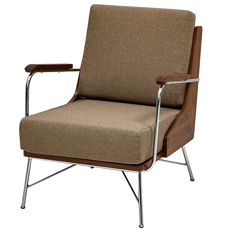 Кресло в ретро стиле Kinsey Armchair Коричневый Хром Кресло в ретро стиле Kinsey Armchair Коричневый Хром в Брянске | Loft Concept