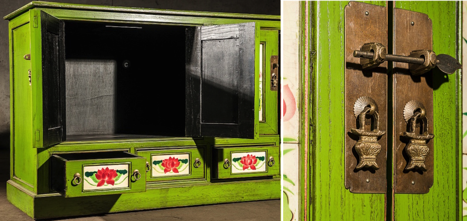 Китайский комод Rustic Cupboard Зеленый Китайский комод Rustic Cupboard Зеленый - Loft-Concept в Брянске