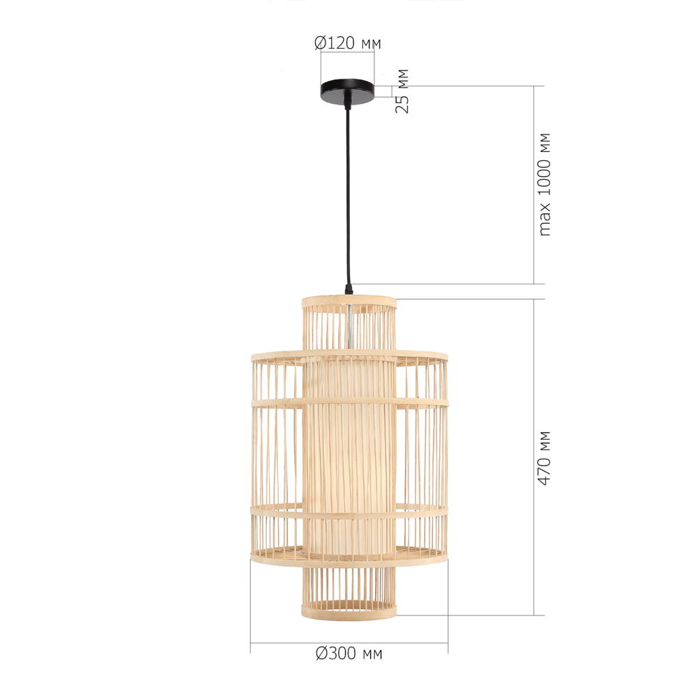 Подвесной светильник из деревянных прутьев с плафоном из натуральной ткани Light Inside the Cell в Брянске