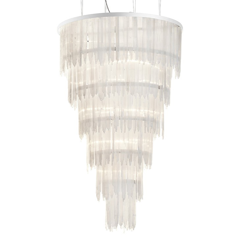 Люстра LAMP SELENITE ROUND chromium 80 Прозрачный белый Хром Люстра LAMP SELENITE ROUND chromium 80 Прозрачный белый Хром в Брянске | Loft Concept