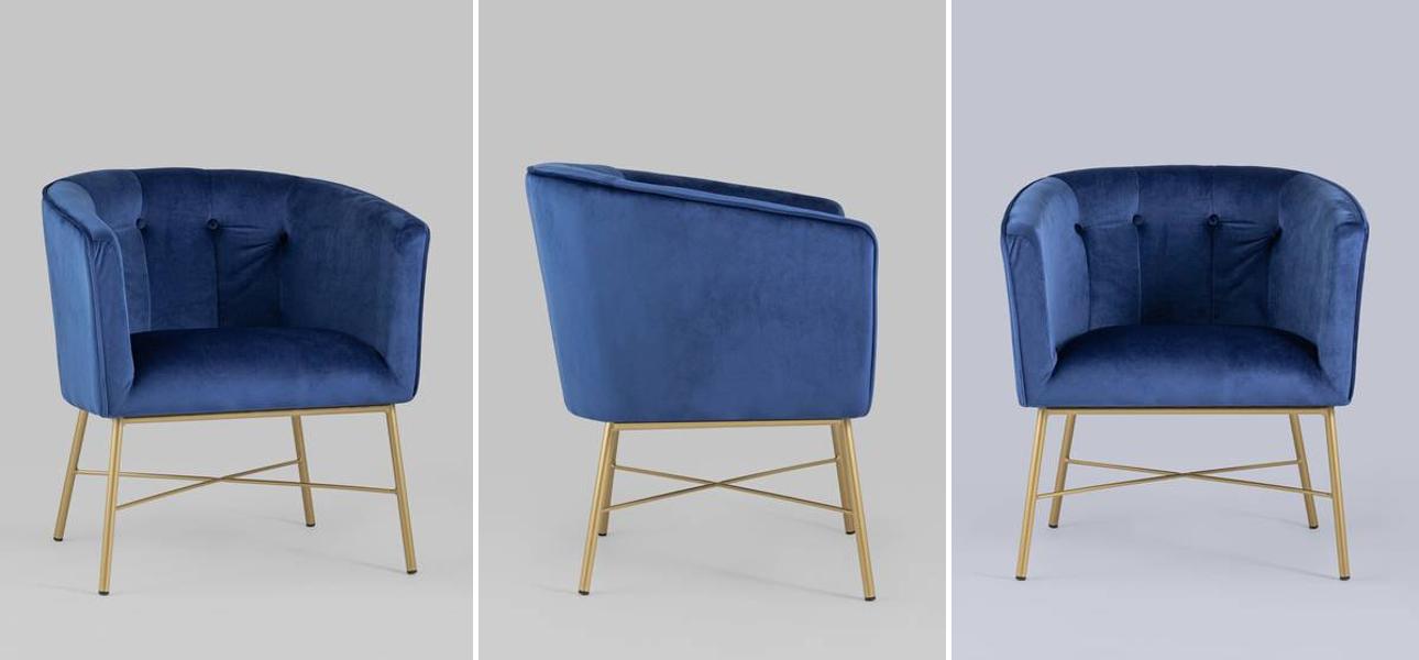 Кресло Mabel велюр цвет синий - фото