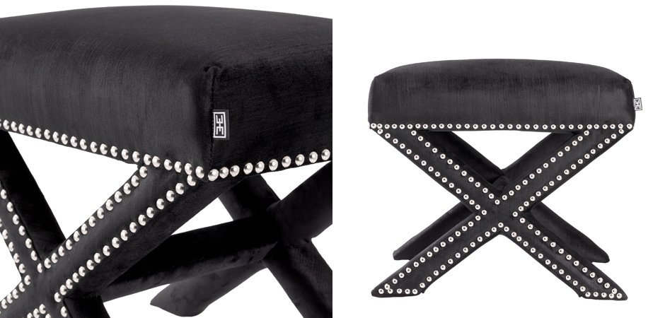 Оттоманка Eichholtz Stool Perugia Black Оттоманка Eichholtz Stool Perugia Black - Loft-Concept в Брянске