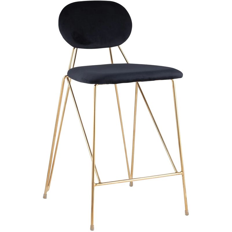 Полубарный Стул Alice Chair Черный Велюр Черный Золотой Полубарный Стул Alice Chair Черный Велюр Черный Золотой в Брянске | Loft Concept