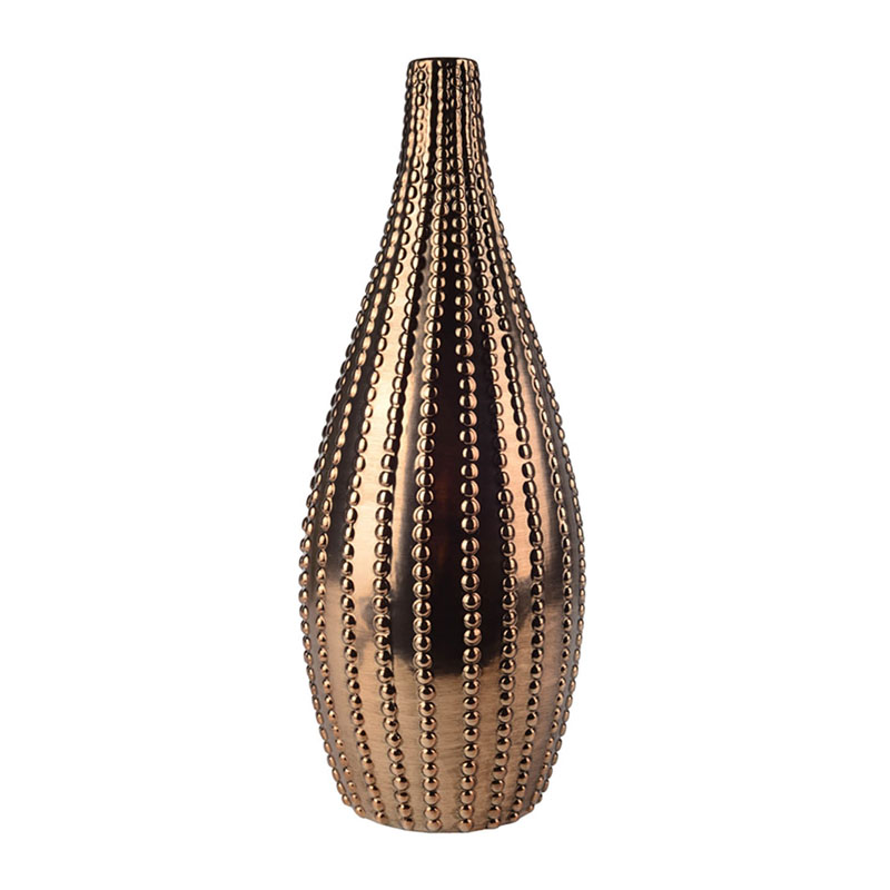 Ваза Ribbed Vase Narrow Throat bronze-gold 38 Ваза Ribbed Vase Narrow Throat bronze-gold 38 в Брянске | Loft Concept