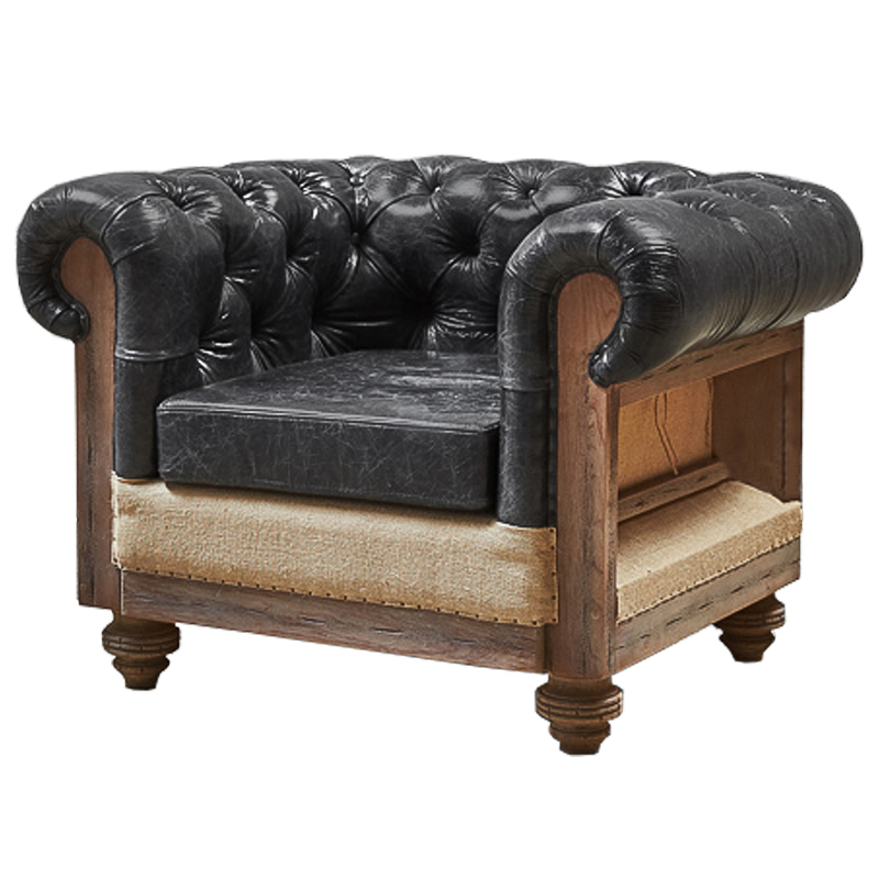 Кресло Deconstructed Chesterfield Armchair Графит Коричневый Кресло Deconstructed Chesterfield Armchair Графит Коричневый в Брянске | Loft Concept