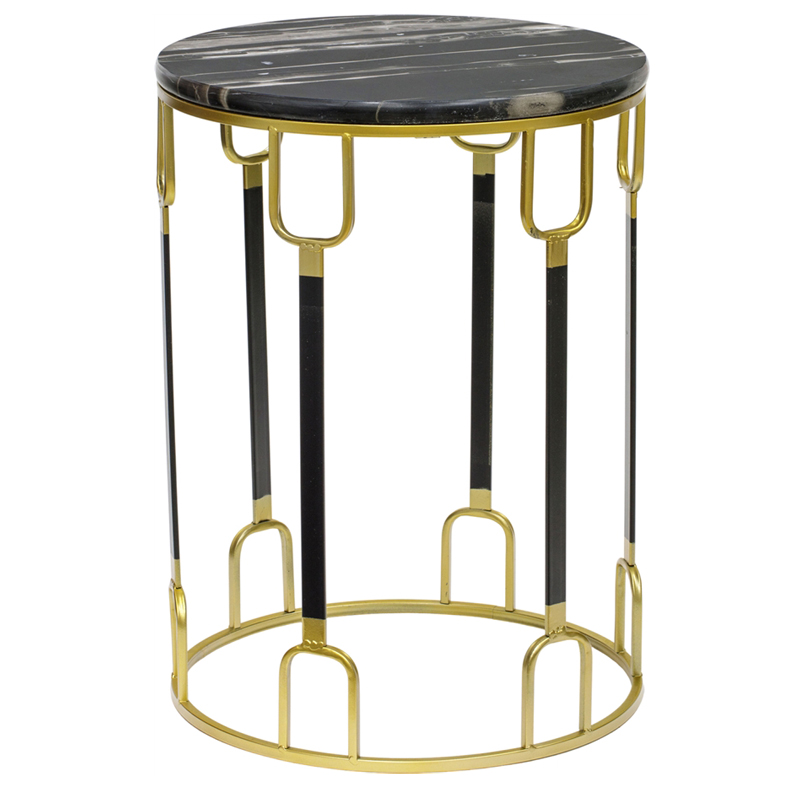 Приставной стол Dorius Side Table black marble high Латунь Черный Черный Мрамор Nero в Брянске | Loft Concept 