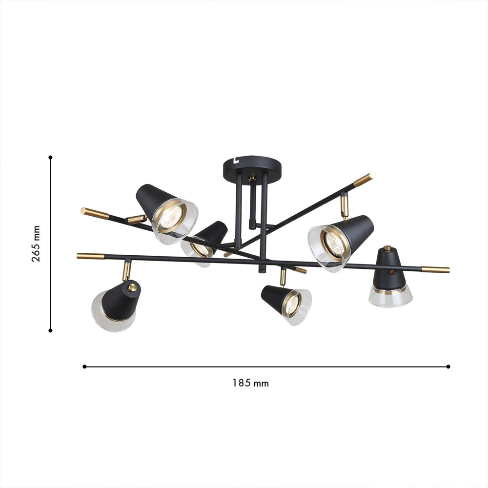 Потолочный светильник с конусообразными плафонами с контрастным сочетанием бронзы и глубоким черным цветом Aurika в Брянске
