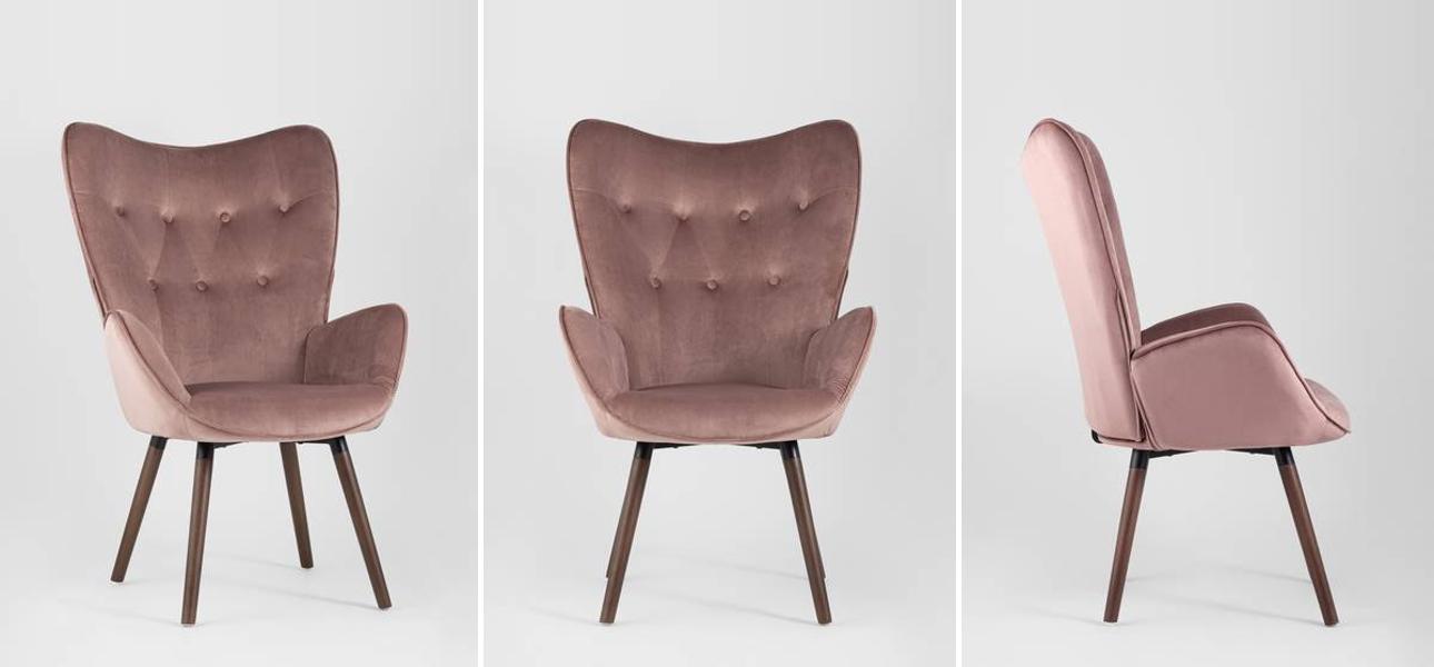 Кресло Ingrit пыльно-розовый велюр - фото