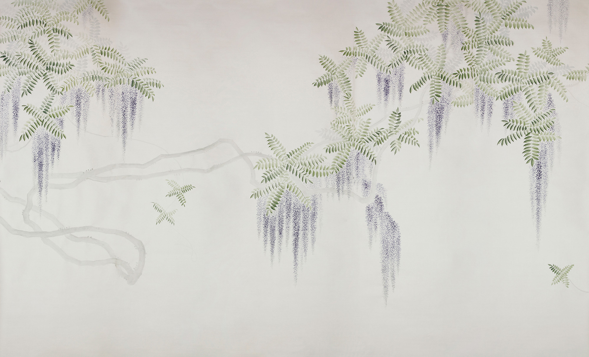 Обои в японском стиле Wisteria Lavender on Natural Mica metallic silk Обои в японском стиле Wisteria Lavender on Natural Mica metallic silk - постер Loft-Concept в Брянске