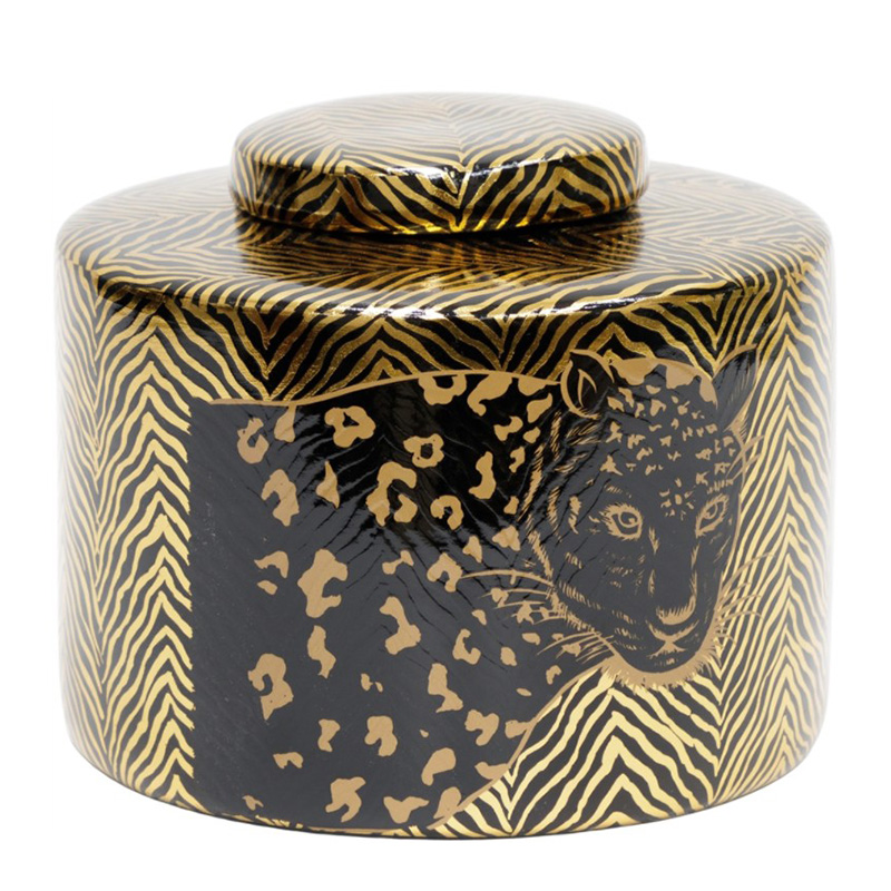 Ваза Leopard Vase black and gold 18 Черный Золотой Ваза Leopard Vase black and gold 18 Черный Золотой в Брянске | Loft Concept