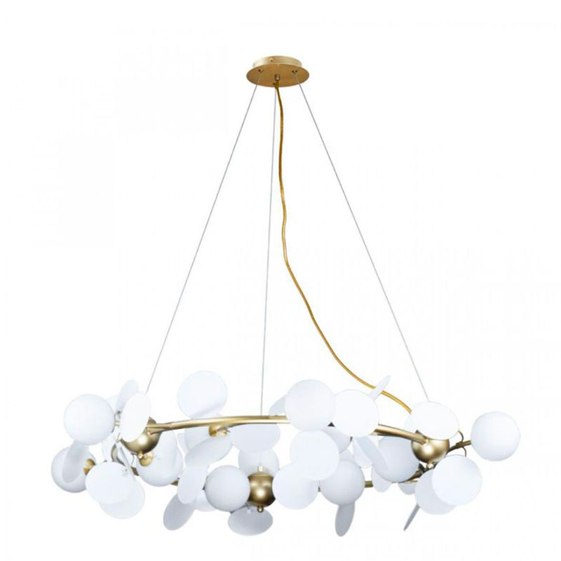 Люстра MATISSE Chandelier circle White диаметр 105 Белый Золотой Люстра MATISSE Chandelier circle White диаметр 105 Белый Золотой в Брянске | Loft Concept
