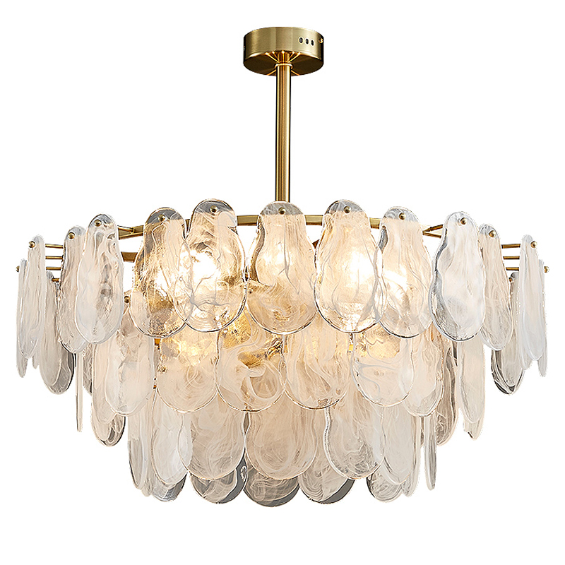 Люстра Maat Textured Glass Chandelier Глянцевое золото Белое матовое стекло Люстра Maat Textured Glass Chandelier Глянцевое золото Белое матовое стекло в Брянске | Loft Concept