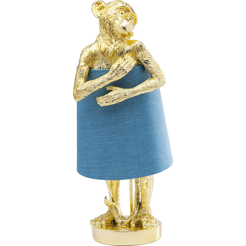 Настольная лампа Golden Monkey Hugging Lampshade Золотой Светло-синий Настольная лампа Golden Monkey Hugging Lampshade Золотой Светло-синий в Брянске | Loft Concept