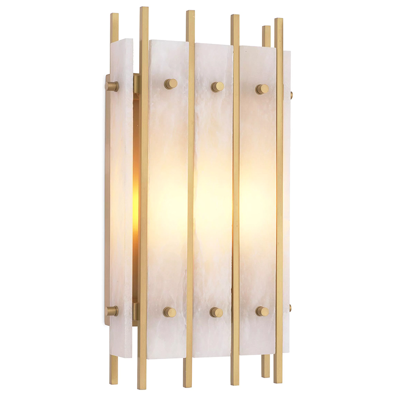 Бра Eichholtz Wall Lamp Sparks S Alabaster Латунь Бежевый Белый Мрамор Bianco Бра Eichholtz Wall Lamp Sparks S Alabaster Латунь Бежевый Белый Мрамор Bianco в Брянске | Loft Concept