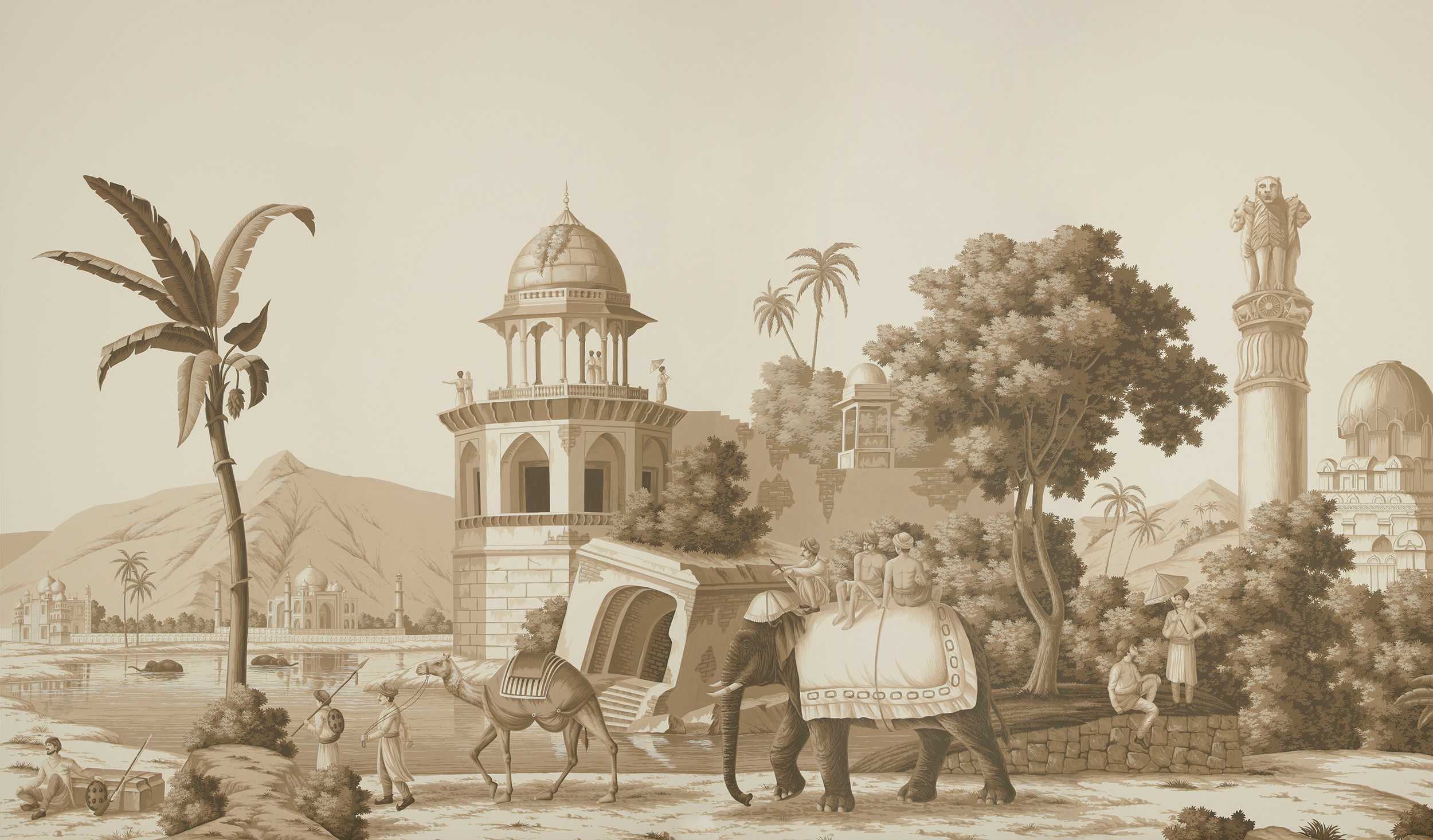 Обои ручная роспись Early Views of India Sepia on scenic paper Обои ручная роспись Early Views of India Sepia on scenic paper - постер Loft-Concept в Брянске