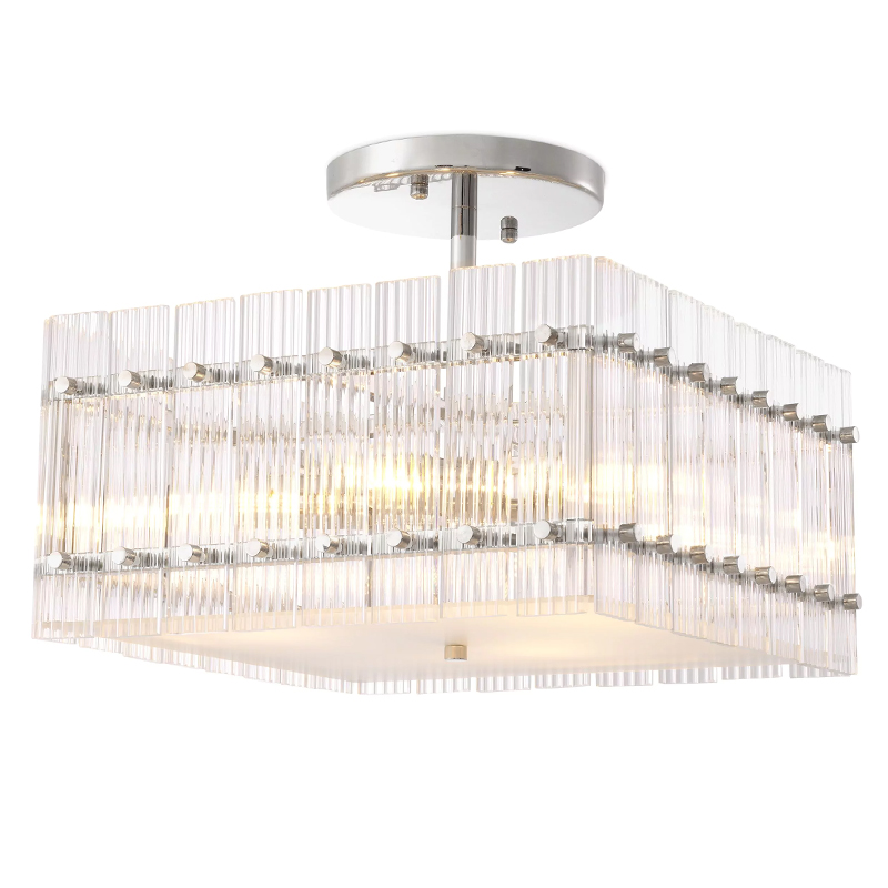 Потолочный светильник Eichholtz Ceiling Lamp Ruby Square Nickel Прозрачное Стекло Никель Потолочный светильник Eichholtz Ceiling Lamp Ruby Square Nickel Прозрачное Стекло Никель в Брянске | Loft Concept