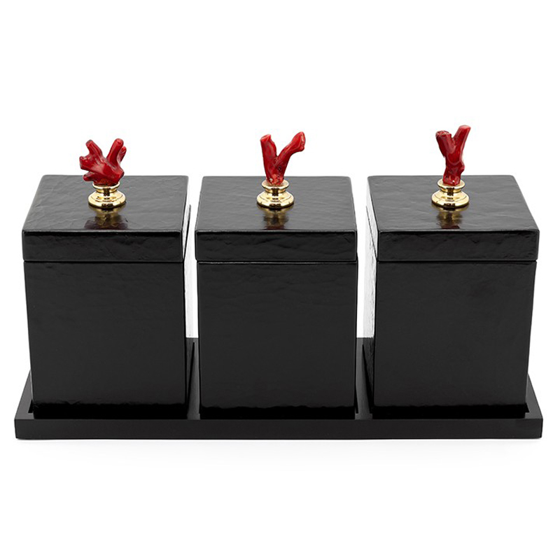 Набор шкатулок BOX KRIZIA SET3PCS Черный Красный Набор шкатулок BOX KRIZIA SET3PCS Черный Красный в Брянске | Loft Concept