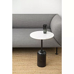 Кофейный столик с белой мраморной столешницей на черном основании Tall Coffee Black and White Table варинант исполнения - 2 | Loft Concept в Брянске