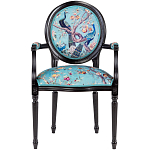 Полукресло из массива бука бирюзовое с изображением птиц и цветов Turquoise Chinoiserie Garden Chair варинант исполнения - 1 | Loft Concept в Брянске
