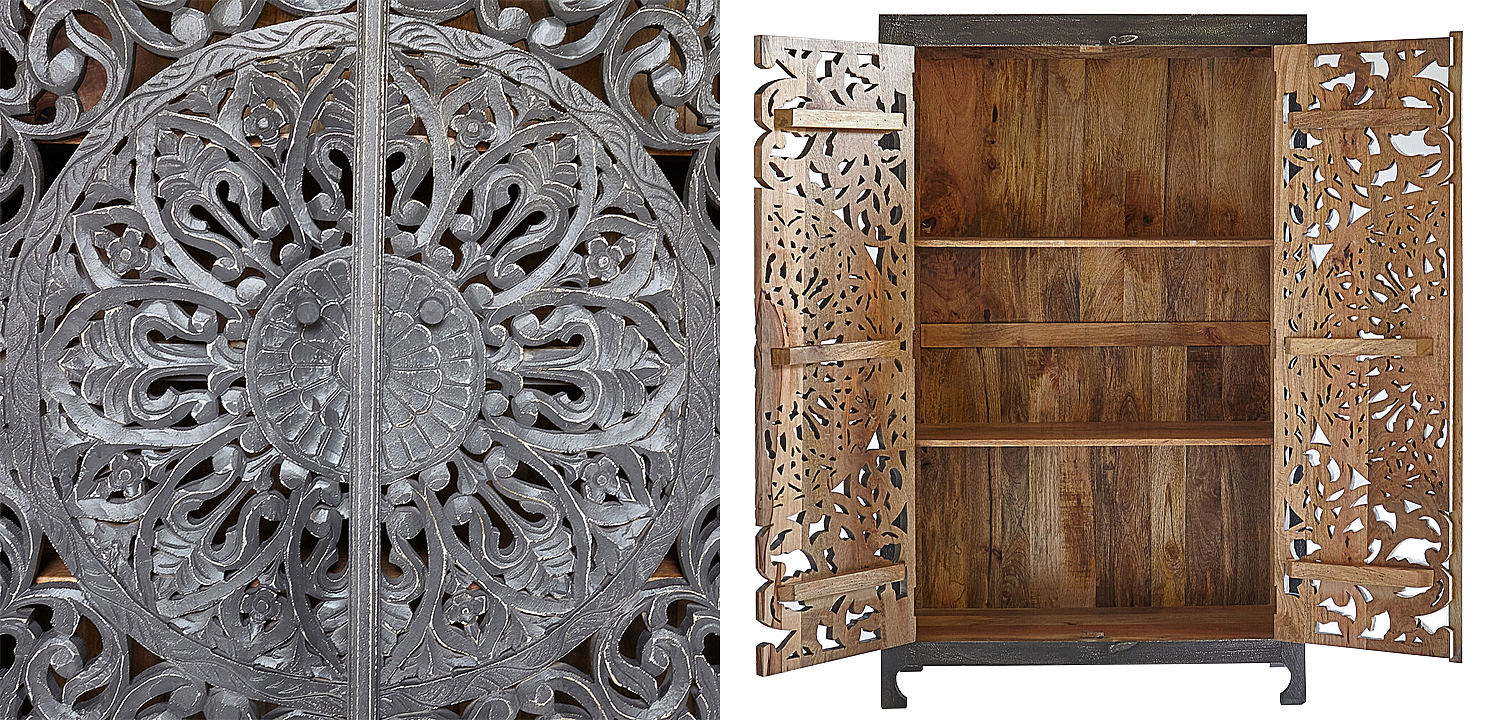 Шкаф Indian Antique White Furniture Cupboard Mistry серый Шкаф Indian Antique White Furniture Cupboard Mistry серый - Loft-Concept в Брянске