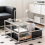 Дизайнерский журнальный стол квадратный с полками Akydy варинант исполнения - 3 | Loft Concept в Брянске