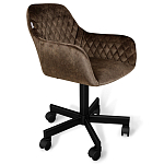 Стул с мягкой коричневой обивкой из велюра и подъемно-поворотным механизмом на черных колесиках Harper Brown варинант исполнения - 1 | Loft Concept в Брянске