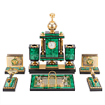 Настольный письменный набор из малахита и долерита с декором в виде герба России Leader Organizer варинант исполнения - 1 | Loft Concept в Брянске