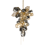 Люстра подвесная вытянутой формы с плафонами из стекла и металла с двумя вертикальными подвесками Gilded Mirage  варинант исполнения - 1 | Loft Concept в Брянске