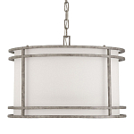 Подвесной светильник в виде барабана с тканевым абажуром и металлическим каркасом Warm Glow варинант исполнения - 3 | Loft Concept в Брянске