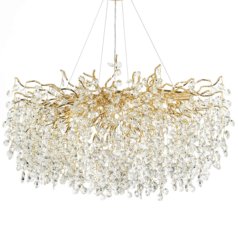 Люстра с хрустальными подвесками на металлических ветках Fairytree Light Gold Chandelier 18 Золотой Прозрачный Люстра с хрустальными подвесками на металлических ветках Fairytree Light Gold Chandelier 18 Золотой Прозрачный в Брянске | Loft Concept