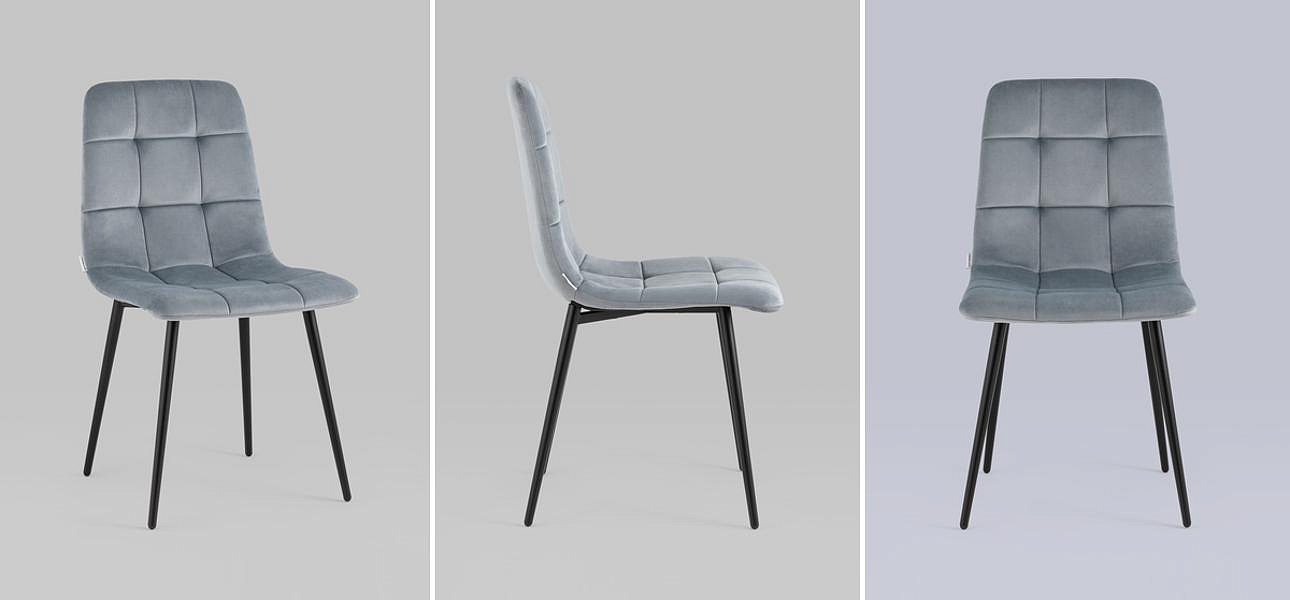 Стул NANCY Chair Серо-Голубой Велюр Стул NANCY Chair Серо-Голубой Велюр - Loft-Concept в Брянске