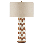 Настольная лампа с узором вдоль колоннообразного основания Brick Surface варинант исполнения - 3 | Loft Concept в Брянске