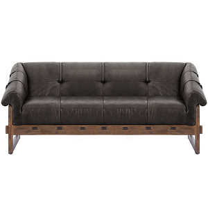 Трехместный диван Duncan винтажная черная кожа