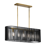 Люстра подвесная овальной формы с металлическим решетчатым абажуром матово-черного цвета и 5 лампами Kichler варинант исполнения - 2 | Loft Concept в Брянске