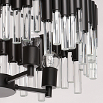 Люстра круглая из матового черного металла с подвесками из прозрачных стеклянных трубок Noir Tubes варинант исполнения - 5 | Loft Concept в Брянске