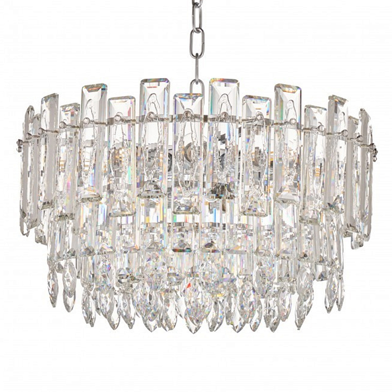 Круглая люстра с хрустальными подвесками на серебряном каркасе Gorgeous Crystal Light Хром Прозрачный Круглая люстра с хрустальными подвесками на серебряном каркасе Gorgeous Crystal Light Хром Прозрачный в Брянске | Loft Concept