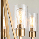 Люстра цвета латунь с 5-ю цилиндрическими плафонами из прозрачного пузырчатого стекла Kichler варинант исполнения - 4 | Loft Concept в Брянске