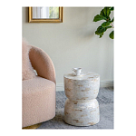 Приставной столик с мозаичным рисунком из раковин устриц Bone Inlay варинант исполнения - 6 | Loft Concept в Брянске