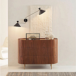Комод округлой формы с тремя ящиками Walnut and Leather варинант исполнения - 9 | Loft Concept в Брянске